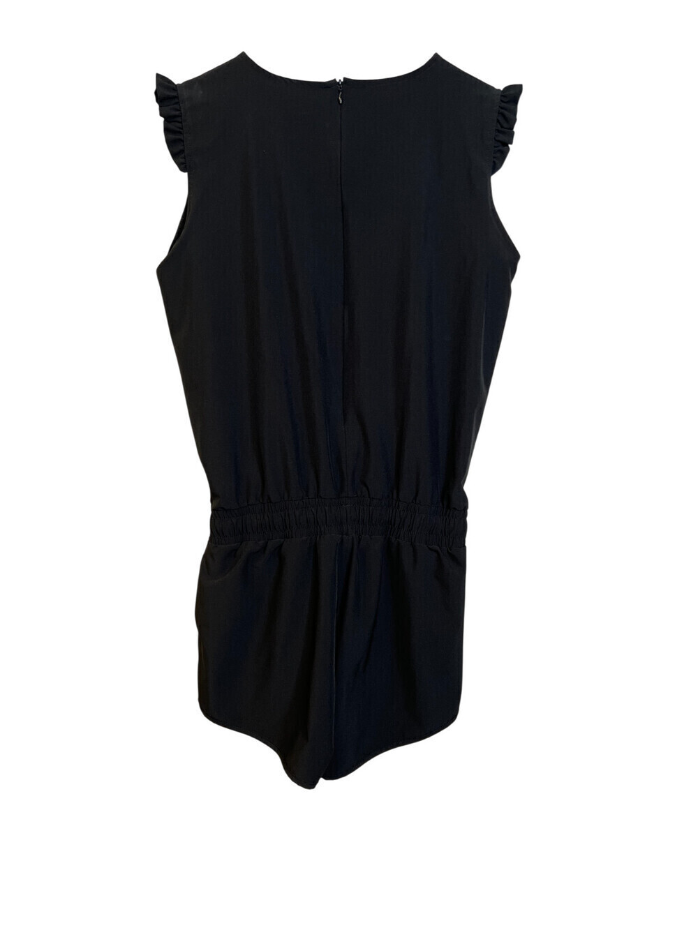 Albion Fit Black Ruffle Trimmed Sprinter Shorts Romper Size Medium Athleisure - Picture 4 of 4